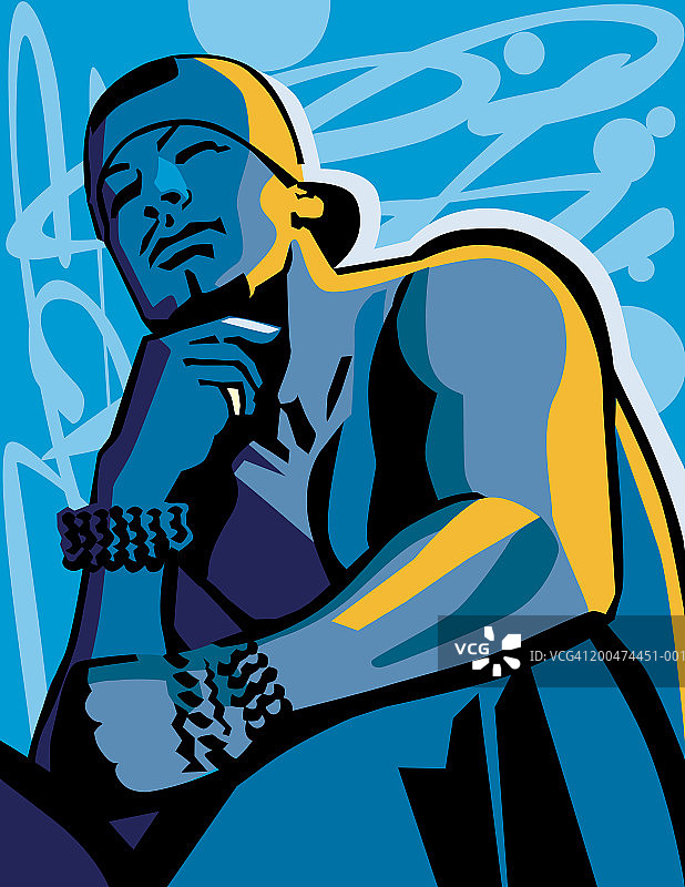 年轻男人手托下巴休息图片素材