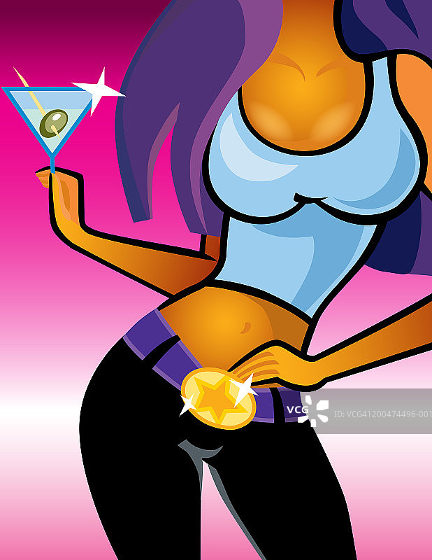 拿着马提尼的年轻女子图片素材