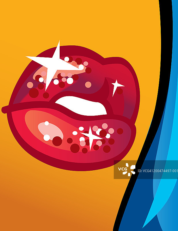 涂口红的年轻女人的嘴部特写图片素材