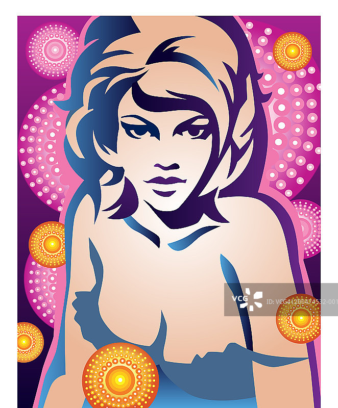 抽象背景下的年轻女子图片素材