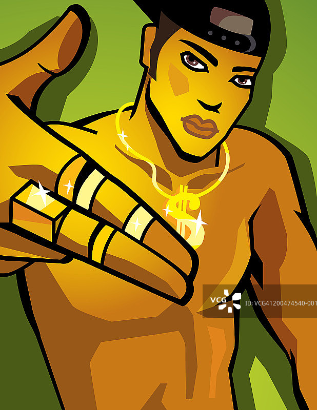 赤膊年轻人做手势图片素材