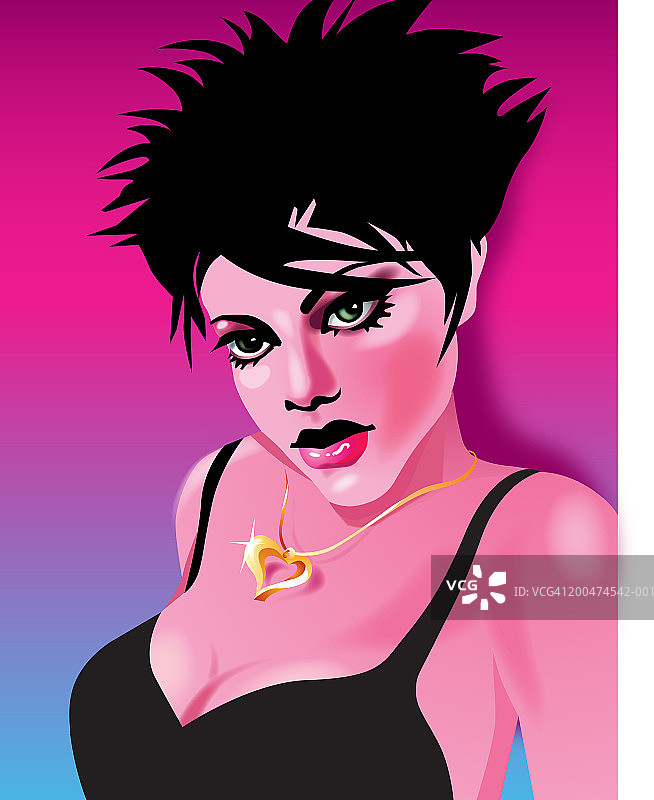 戴着心形吊坠金链的年轻女子图片素材