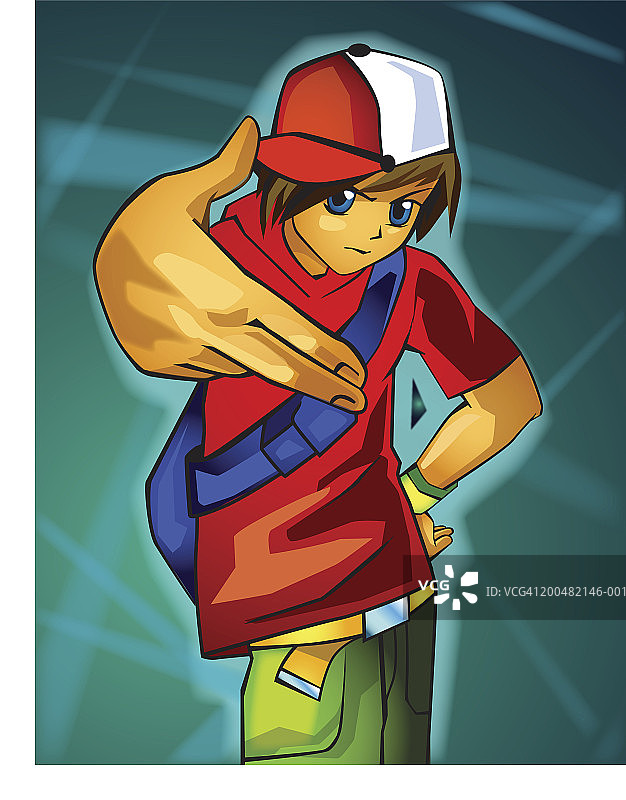 携带肩包并做手势的青年男子图片素材