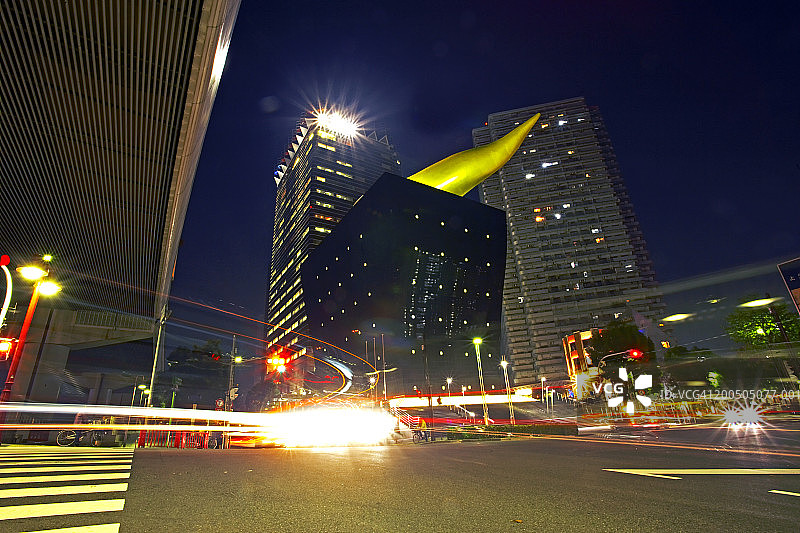 日本东京浅草办公区和夜间街景图片素材