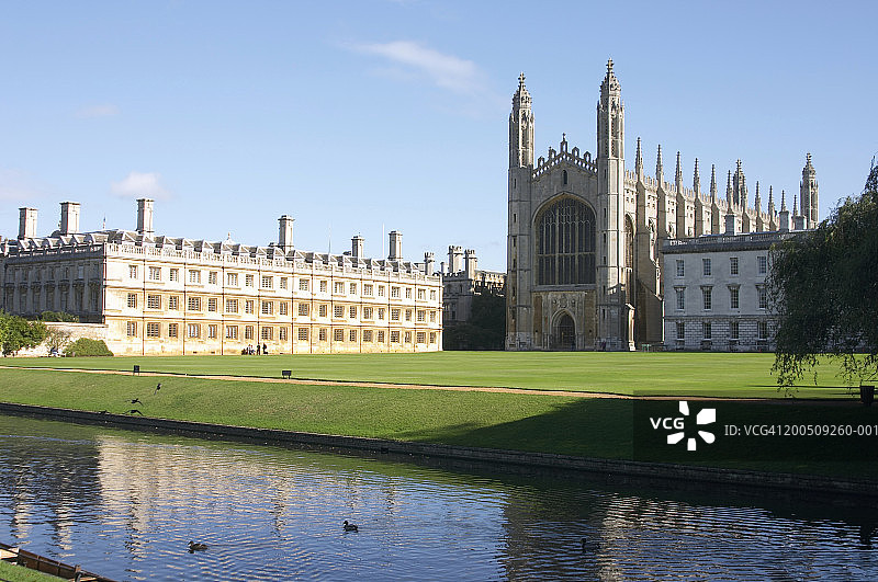 英国剑桥郡剑桥大学克莱尔学院和国王学院图片素材