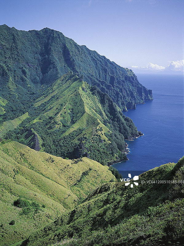 法属波利尼西亚法图希瓦岛维埃尔日湾鸟瞰图图片素材