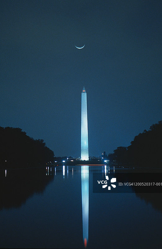 美国华盛顿哥伦比亚特区华盛顿纪念碑黄昏（数字合成）图片素材