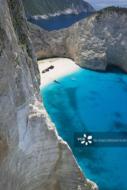 希腊扎金索斯岛沉船湾鸟瞰图图片素材