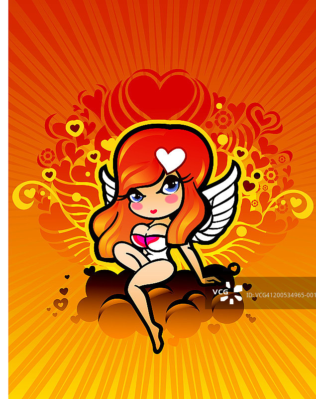 坐在云端的女性天使图片素材