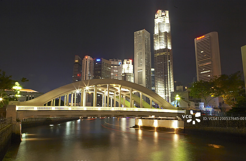 新加坡埃尔金桥黄昏景色图片素材