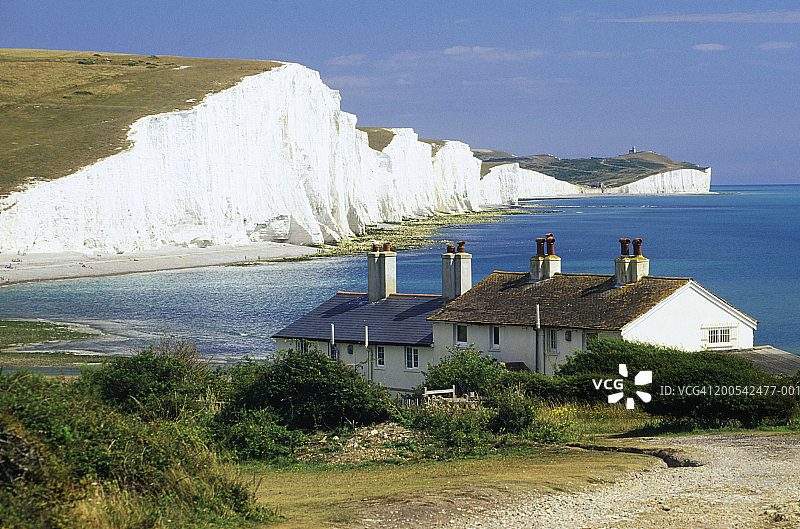 英格兰苏塞克斯郡七姐妹岩悬崖小屋图片素材