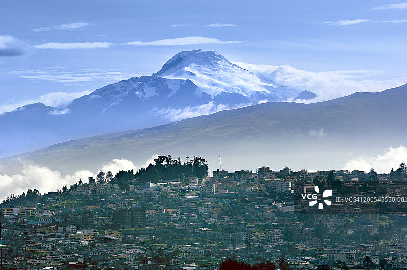 厄瓜多尔基多和卡扬贝火山图片素材