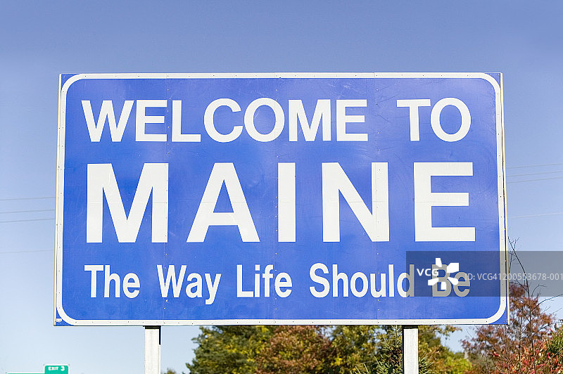 美国缅因州欢迎标志图片素材