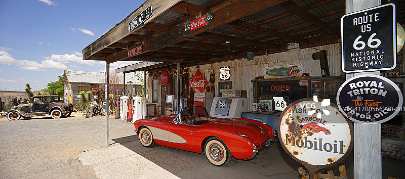 美国亚利桑那州金曼附近66号公路Hackberry杂货店图片素材