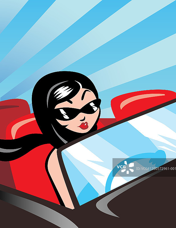 女人开着敞篷车图片素材