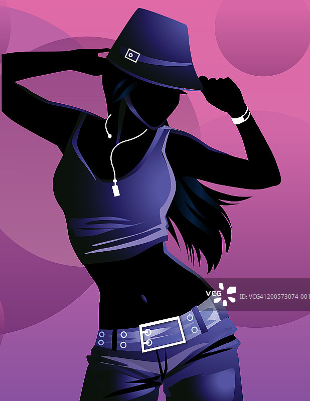 调整帽子的女人图片素材