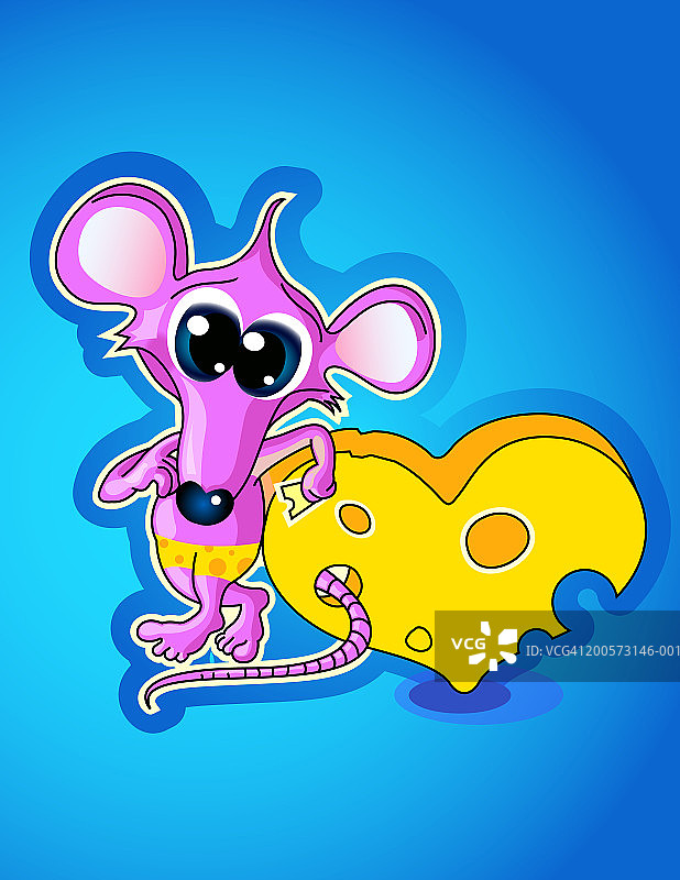 站在心形瑞士奶酪旁边的老鼠图片素材