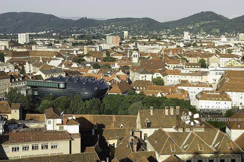 奥地利格拉茨施洛斯山，城市风光图片素材
