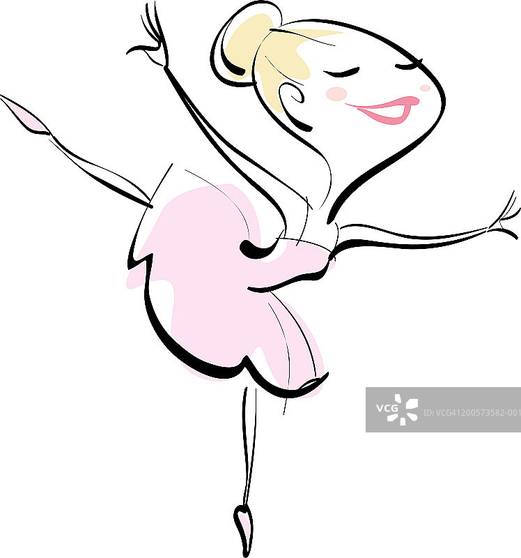 芭蕾舞女演员单腿踮起脚尖，双臂伸展图片素材