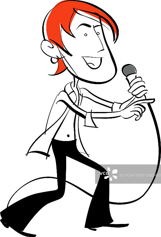男人对着麦克风唱歌图片素材