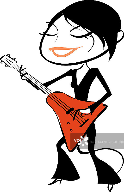 弹电贝斯的女人图片素材