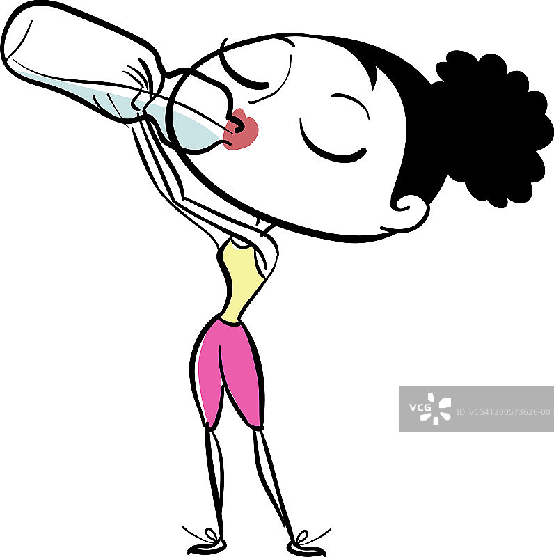 喝瓶装水的女人图片素材