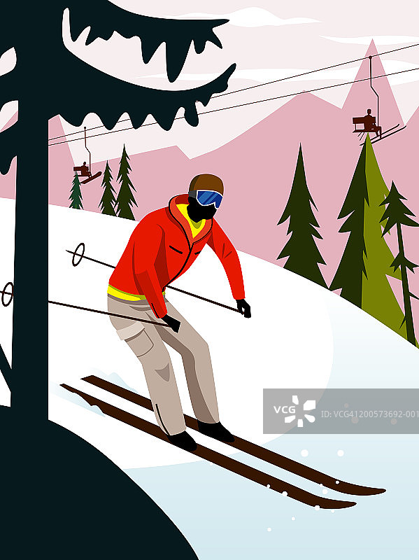 男人速降滑雪图片素材