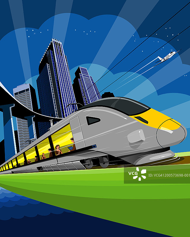 乘坐高速列车的人们图片素材