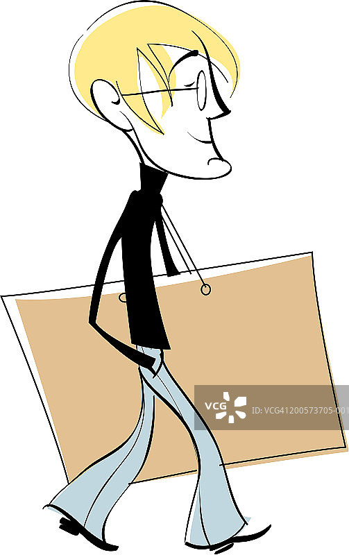 侧视图：男人携带公文包图片素材