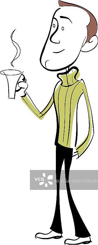 男子手持一杯咖啡图片素材