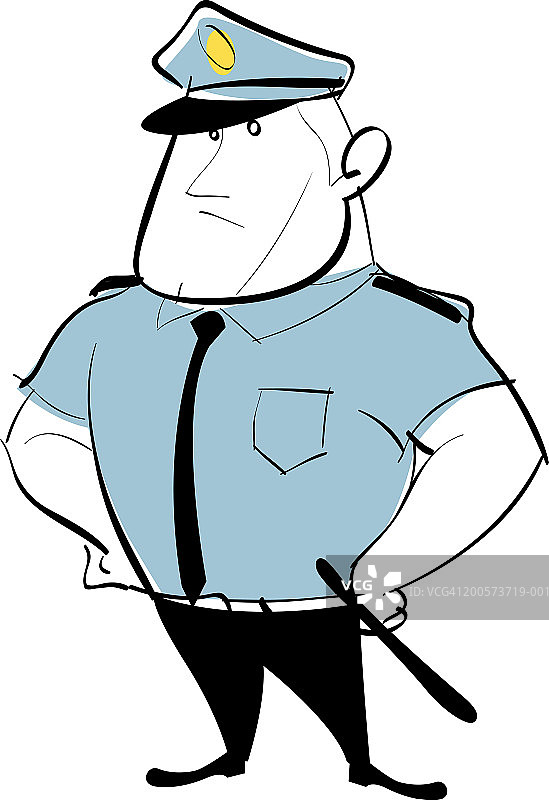 双手叉腰站立的警察图片素材