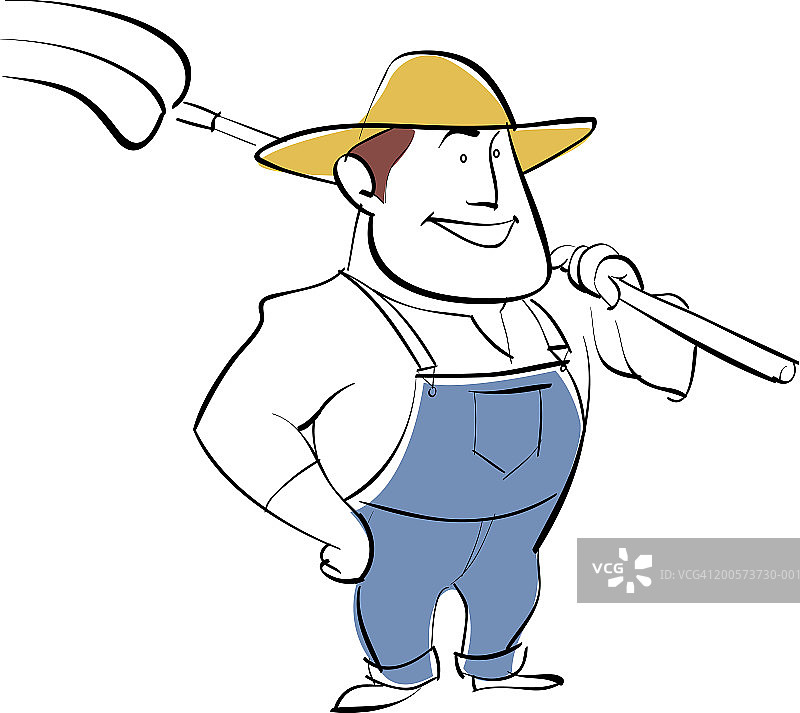 农民手持干草叉图片素材