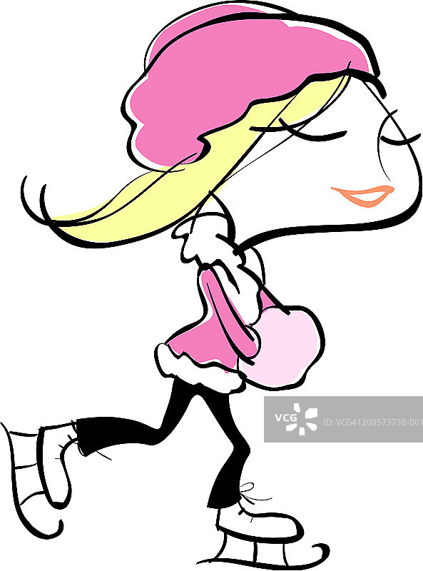 女孩滑冰侧视图图片素材