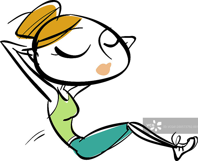 女人做仰卧起坐，侧视图图片素材