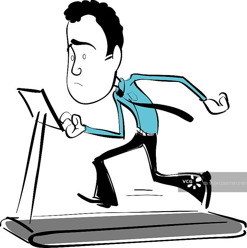 在跑步机上奔跑的商人图片素材