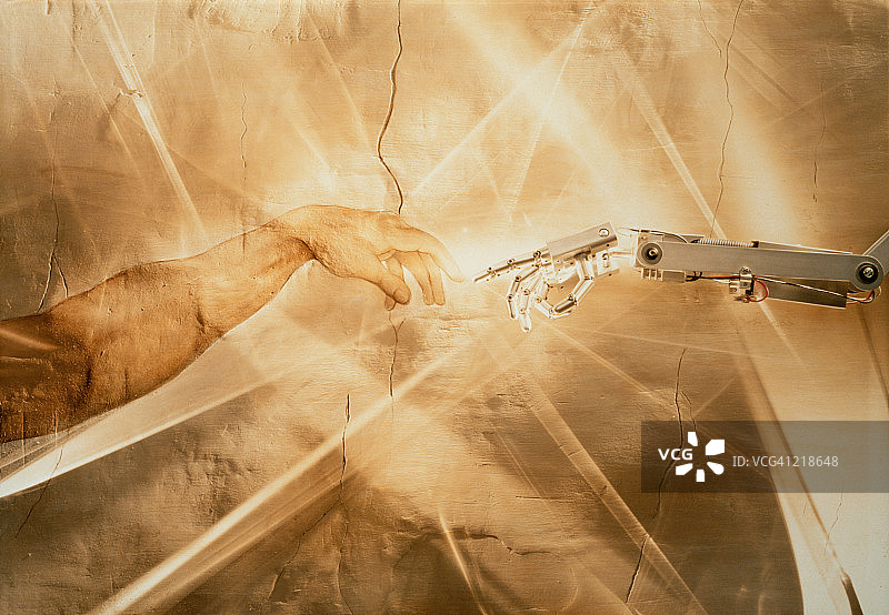 米开朗基罗的手与机器人手图片素材