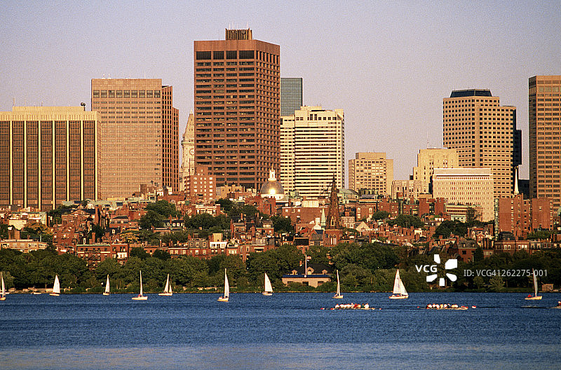 美国马萨诸塞州波士顿灯塔山查尔斯河风光图片素材