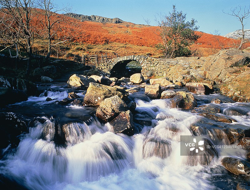 英格兰坎布里亚湖区安布尔赛德附近瑞典高桥图片素材