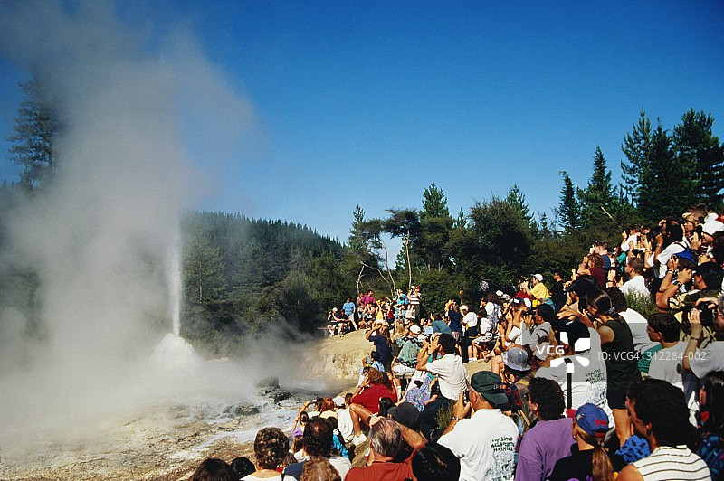 新西兰罗托鲁瓦怀奥塔普地热公园诺克斯夫人间歇泉图片素材