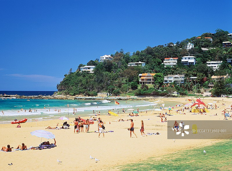 澳大利亚新南威尔士州悉尼，棕榈滩上的人们图片素材