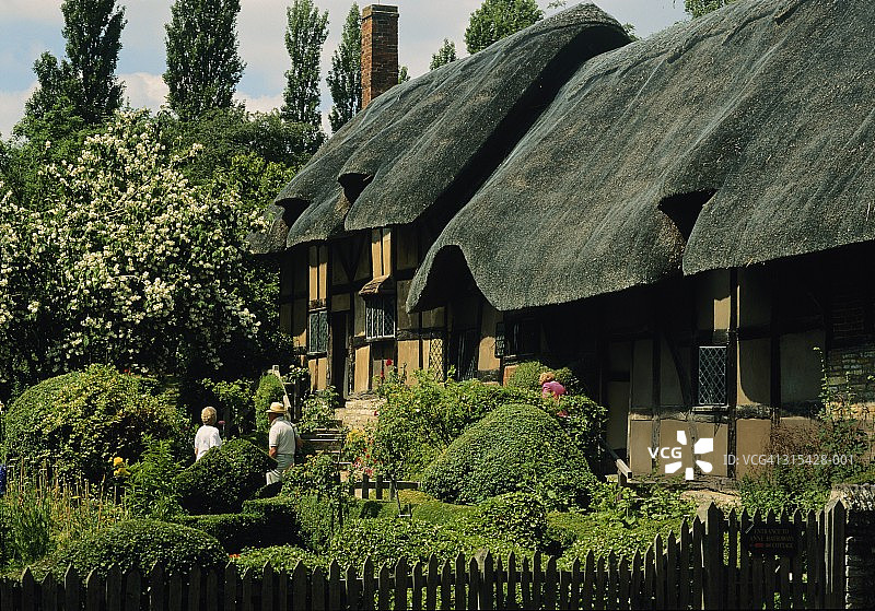 英格兰沃里克郡斯特拉特福-亚芬安妮·海瑟薇小屋图片素材