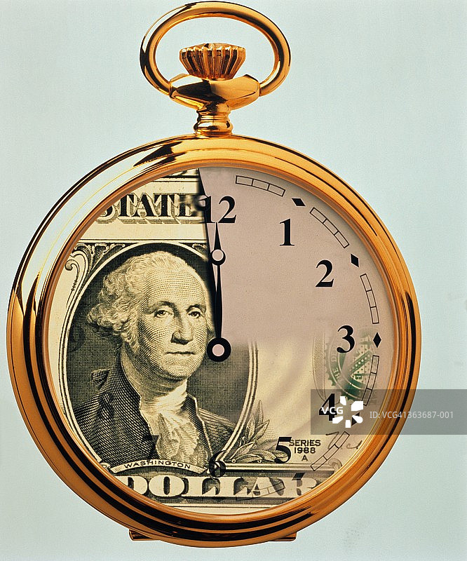 时钟表盘中的美元Bill图片素材