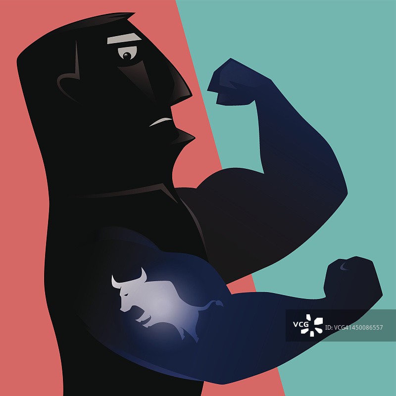 带有公牛标志的强壮男人图片素材