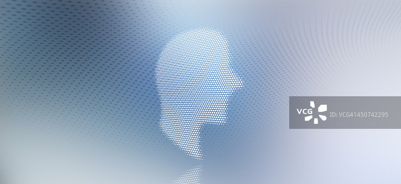 斑点渐变背景下的男子侧面轮廓图片素材