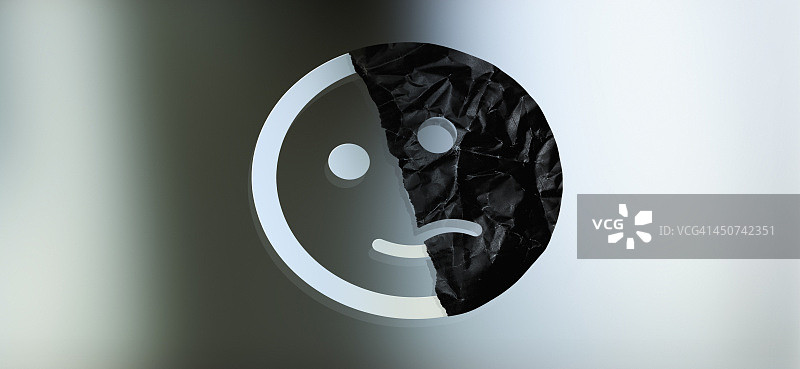 渐变背景上的半笑半悲人脸图案图片素材