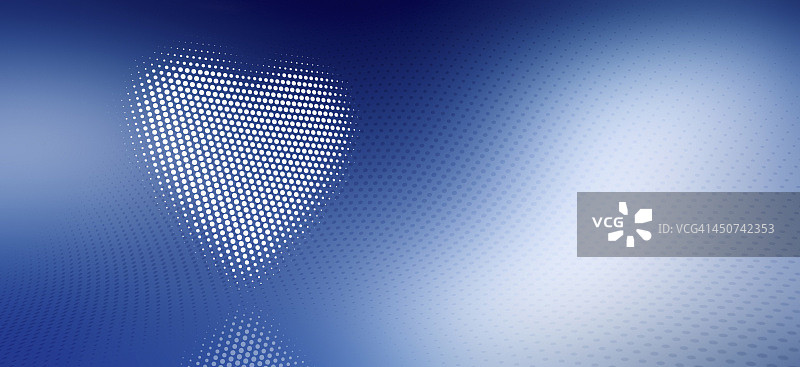 蓝白渐变背景上的斑点爱心图片素材