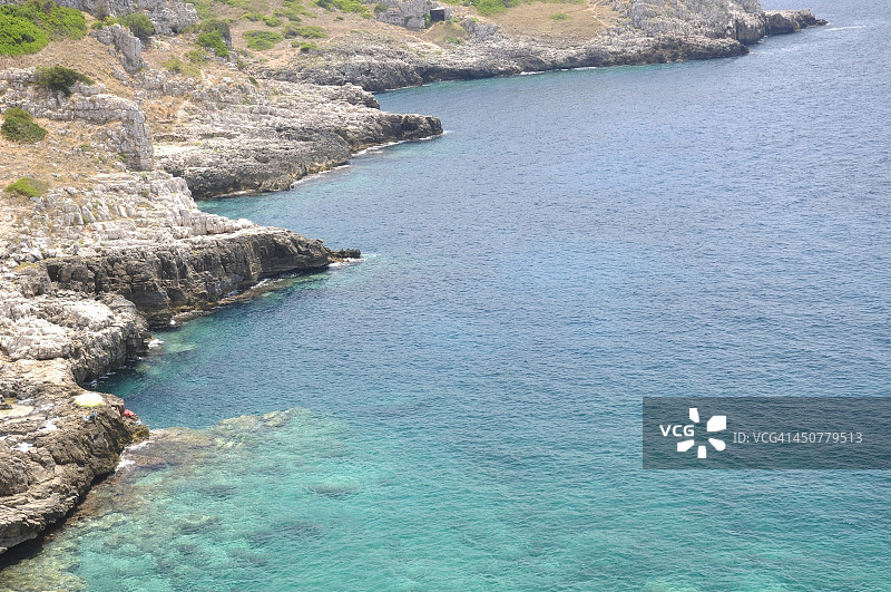 萨伦托地区的悬崖和爱奥尼亚海图片素材