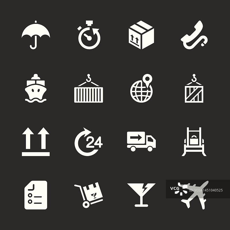 物流和运输图标 - 白色系列 | EPS10图片素材