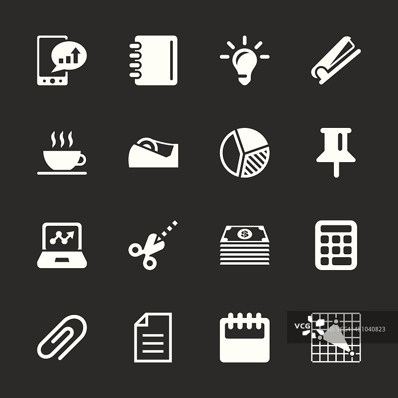 办公室和商务图标白色系列|EPS10图片素材