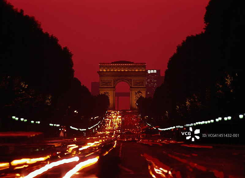 法国巴黎凯旋门黄昏景色图片素材